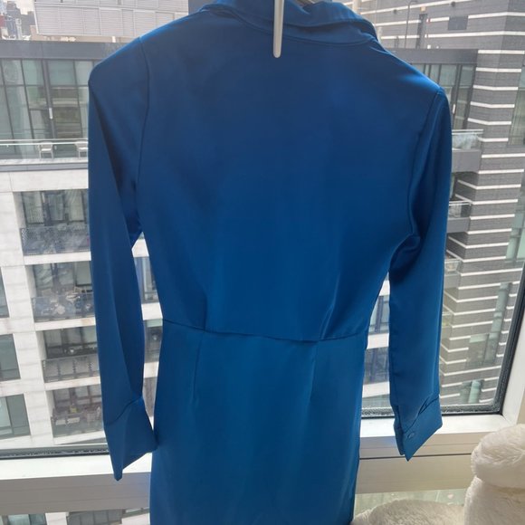 Stradivarius Blue Wrapped Satin Dress in XS - Picture 3 of 3